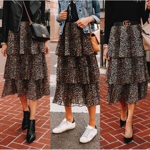 Topshop Leopard Print Tiered Skirt 8